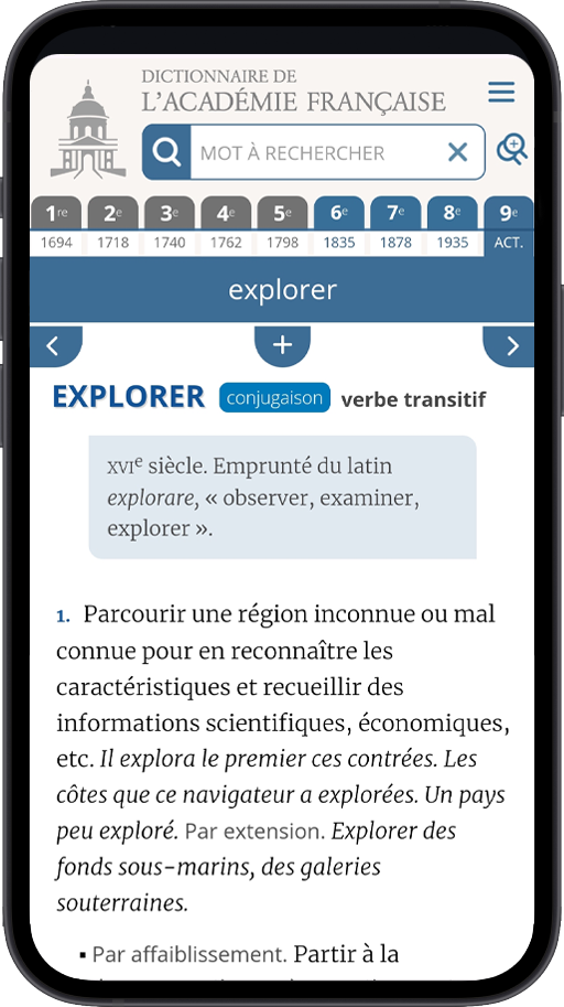 Le Dictionnaire sur téléphone mobile